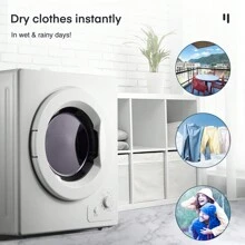 Fohere 4KG Vented Tumble Dryer With 5 Drying Options, 1200W Compact Tumble Dryer - White - View 2