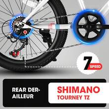 20 Inch Kids' Bike, Boys Girls Mountain Bike Ages 8-12, 7 Speed Teenager Children Kids' Bicycles, Front Suspension Disc Brake Rear V-Brake, High Steel Frame - 白色 - 查看 2