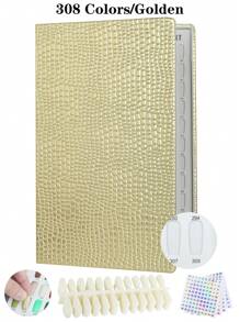 308/216/160/120 Marble Texture Professional Nail Art Display Book, DIY Nail Polish Color Chart Display Board, Includes Fake Nails Tools And Numbered Stickers, Premium Texture - Multicolor - View 24