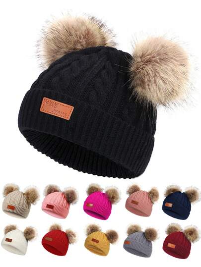 1 件男女通用编织针织帽，Y2K 风格滑雪帽，户外保暖冬帽，休闲日常穿着