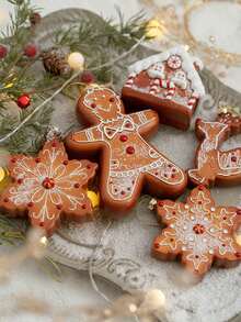 1 pieza Decoración colgante de plástico para el árbol de Navidad con forma de hombre de jengibre, copo de nieve, reno y galleta, adorno navideño para fiesta de Navidad, Halloween, decoración de Halloween