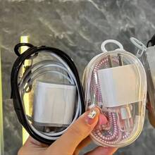 2pcs Mini Portable Transparent Cable Storage Box, Used For Storing Data Cable Chargers, Headphones, Jewelry, Outdoor Travel Keychain Bags, Etc
