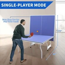 Professional Indoor Outdoor 9FT Ping Pong Table With Quick Clamp Ping Pong Net And Post Set- 10 Minute Easy Assembly Foldable Table Tennis Tables With Compact Storage