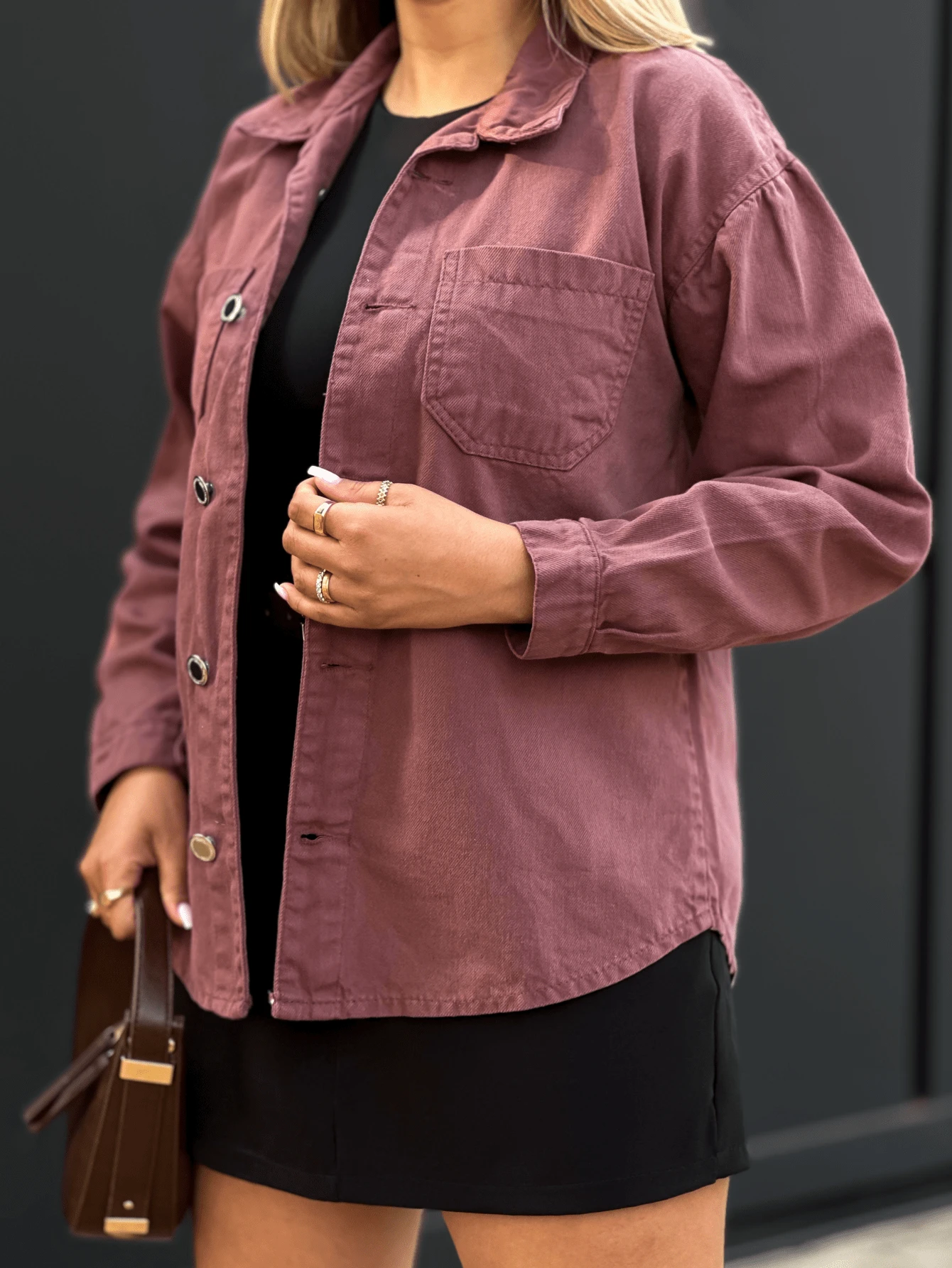 The Lemon 8065 Women's Denim Jacket Coat Blouse Women's Bags Long Sleeve 8065 - 棕色 - 查看 1