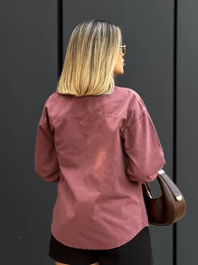 The Lemon 8065 Women's Denim Jacket Coat Blouse Women's Bags Long Sleeve 8065 - 棕色 - 查看 2