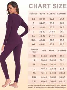 Bộ đồ lót giữ nhiệt dài tay cho nữ, chất liệu mềm mại, kiểu dáng thoải mái, có lớp lót giữ nhiệt bên trong, thích hợp cho thời tiết lạnh. - Màu tím - Xem 5