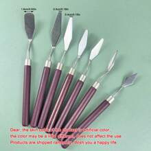 7pcs/Set Stainless Steel Palette Knife, Art Scraper, Painting Set Oil Paint Decorating Tools Wooden Handle Student Artist Halloween Best Essentials Back To School,Back To School,School Supplies