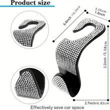 Sparkling Rhinestone Car Back Seat Headrest Hooks & Car Purse Holder