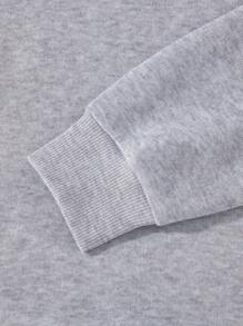 Áo nỉ cổ tròn in hình ông già Noel cho bé gái - Xám - Xem 5
