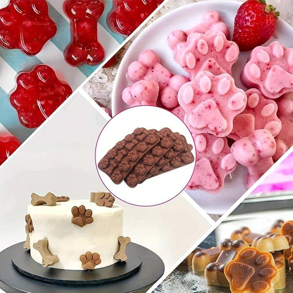 11pcs Silicone DIY Dog Food Mold Set, Chocolate Cake Baking Mold, Ice Cube Jelly Pudding Mold