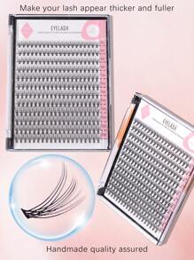 240pcs 12 Rows Natural Looking Lightweight Mixed Faux Mink Eyelashes For Women Daily Wear & Party Lash Clusters, Eyelash Clusters, Individual Eyelashes, Lashes, Fake Lashes - Black - View 3