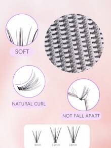 240pcs 12 Rows Natural Looking Lightweight Mixed Faux Mink Eyelashes For Women Daily Wear & Party Lash Clusters, Eyelash Clusters, Individual Eyelashes, Lashes, Fake Lashes - Black - View 6