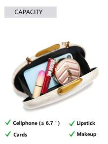 1 pieza Bolso de noche de mujer de acrílico con estampado de mármol blanco de perlas falsas, bolso bandolera con cadena dorada desmontable para bodas, fiestas, vacaciones, regalo perfecto para fiestas, bodas, cenas/banquetes, que combina con vestidos de fiesta, vestidos de noche y vestidos de lentejuelas.