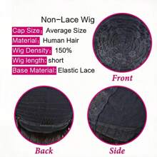 4inch Short Pixie Cut Wig With Bangs Remy Human Hair Full Machine Made Non-Lace Cap Wig - SNatural - View 5