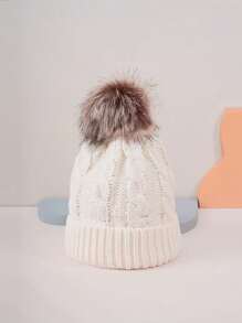 1 buc. Căciulă unisex din tricot cu cablu, șapcă de schi caldă de iarnă în stil Y2K, potrivită pentru uzura în aer liber și zilnică, potrivită pentru băieți și fete - Palarie tricotata - Vizualizare 2