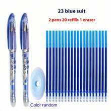 1set 25pcs Blue Friction Erasable Rollerball Pen Refills Back To School - Blue - View 13
