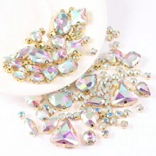 130 peças de strass de cristal de tamanhos variados, garras de vidro costuradas, enfeites de strass com parte traseira plana para artesanato faça você mesmo, roupas, sapatos, vestidos, acessórios de joias