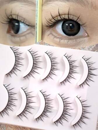 5 Pairs/Pack Daily Wear Discreet Hard Wiry Curl Cartoon False Eyelashes