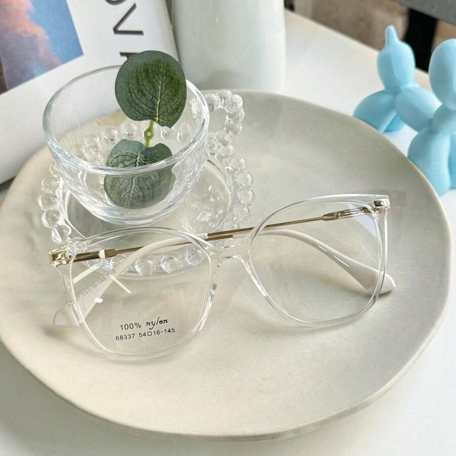 Women's SQUARE Modern Glasses Frame 68337 - 無色 - 查看 1