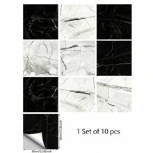 10 pièces/set Autocollant de sol imperméable de style marbre moderne en PVC à décoller et coller. Décalcomanies de sol pour la décoration de la maison, autocollants, décoration murale, décalcomanies vinyle pour la décoration de la maison, articles de décoration de printemps pour rafraîchir votre maison, autocollants de décoration Rama, cadeaux pour anniversaire et remise de diplôme