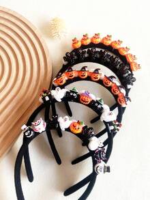 1 chiếc Băng đô Halloween hình bí ngô, ma, mèo, dơi, mặt ma màu trắng, thường ngày, dễ thương, tiệc tùng, phong cách đường phố cổ điển, ABS (nhựa ABS) - Nhiều màu - Xem 3