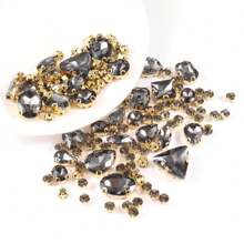 130 peças de strass de cristal de tamanhos variados, garras de vidro costuradas, enfeites de strass com parte traseira plana para artesanato faça você mesmo, roupas, sapatos, vestidos, acessórios de joias