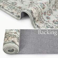 Washable Area Rug, Border Floral Rug Bo-Hemian Vintage Rug Paisley Floral Carpet Stain-Resistant Rug, Farmhouse Rugs Living Room Bedroom Dining Home Office - 米色-2x3 英尺 - 查看 6