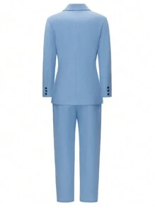 Conjunto de traje casual de negocios para hombre, ropa de oficina de moda - Azul - Ver 9