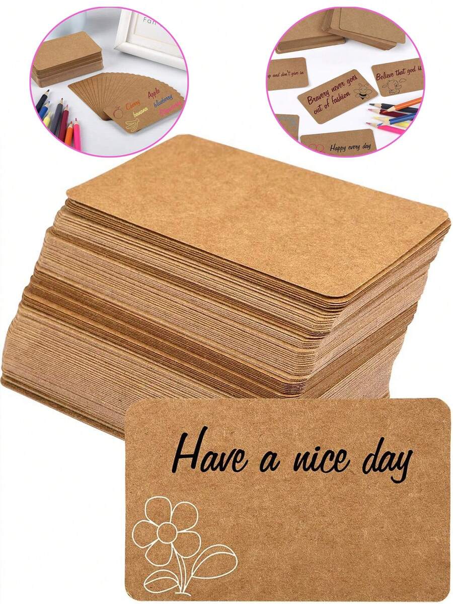 Blank Cards In Various Sizes And Colors (Pink, White, Black, Kraft