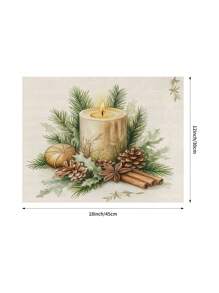 1pc Christmas Candle & Pine Cone Table Runner, Christmas Home Decor Table Runner, Indoor Outdoor Party Supplies, Room Decoration. Suitable For Christmas Home Kitchen Decor And Christmas Event Party Decoration - Multicolor - View 11