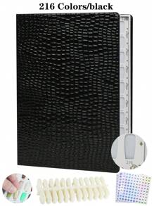 308/216/160/120 Marble Texture Professional Nail Art Display Book, DIY Nail Polish Color Chart Display Board, Includes Fake Nails Tools And Numbered Stickers, Premium Texture - Multicolor - View 13