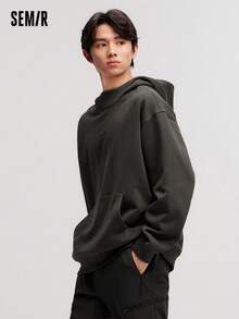 SEMIR 男士冬季保暖抗菌加大码连帽卫衣 - 深灰色 - 查看 2