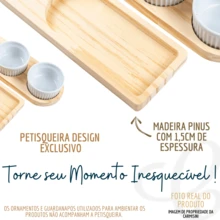 Carmisini Petisqueira Madeira com Ramequin para Molho Patê Mesa Posta