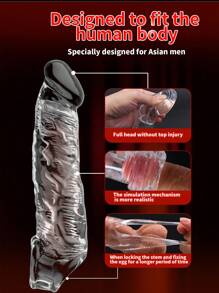 Un juguete sexual masculino transparente tipo funda de pene, un producto sexual y SM, una cubierta de pene transparente con partículas suaves, una funda de gallo de silicona con una vaina extendida, un anillo de pene con un dilatador esférico, reutilizable, funda de pene realista, juguete sexual para adultos, para pareja, estimulando la vagina femenina para mejorar el placer sexual, una funda de pene de 6 cm de largo para hombres, un juguete sexual para parejas