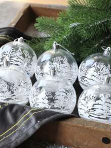 6个6厘米/8厘米透明彩绘圣诞球装饰品，圣诞装饰挂球，适用于圣诞派对、家居、商场、酒店、咖啡馆、户外、节日、礼品套装、圣诞节、万圣节生日家居装饰、圣诞装饰、房间装饰、冬季圣诞装饰、家居圣诞礼物、圣诞装饰 - 彩色 - 查看 5