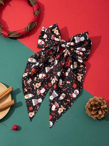 5pcs Girls' Cute Christmas Party Versatile Christmas Print Ribbon Hairclips - Multicolor - View 3