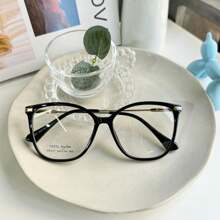 Women's SQUARE Modern Glasses Frame 68337 - 黑色 - 查看 1
