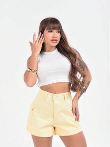 MILLE MODAS WOMEN'S CARGO JEANS SHORTS - Yellow - View 3