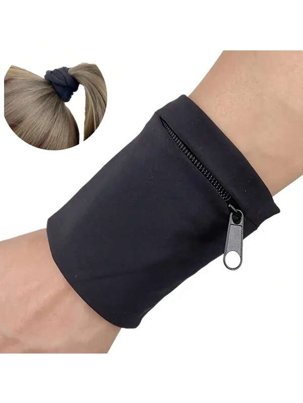 Outdoor Sports Wrist Bag With Zipper, Multifunctional Hidden Storage Bag, Private Wallet, Cycling Mobile Phone Bag, Fitness Arm Bag, Wrist Bag, Running Storage Wallet Travel Essentials, Multifunctional Women's Big Girl Supplies Hair Ring Invisible Hair Black Hair Ring, Travel Accessories Travel Must Haves Beach Vacation Summer Holiday School Accessories Back To School Stuff Back To School Supplies