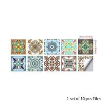 10 件/包即撕即贴 PVC 水晶马赛克瓷砖贴纸，防水防油装饰瓷砖贴花，适用于厨房、浴室、家居装修 DIY，有 10x10cm、15x15cm、20x20cm 尺寸可选 - 彩色 - 查看 18