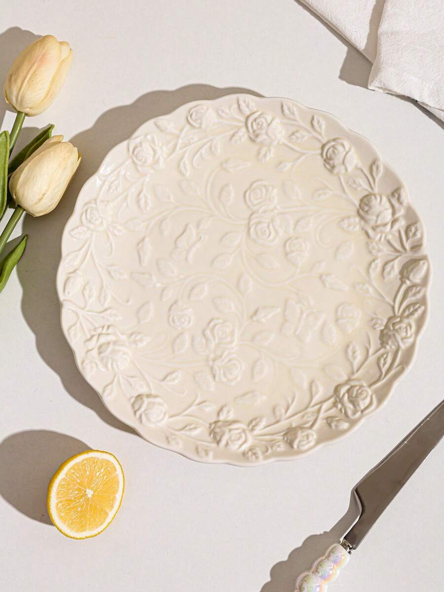 Bộ đồ ăn bằng gốm 1 cái/2 cái/4 cái Đĩa đựng bít tết cho nhà bếp gia đình Quà tặng Giáng sinh - trắng - Xem 1