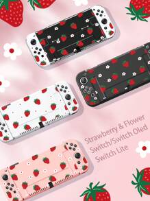 1 个草莓花卉图案保护壳，适用于 Switch OLED/Switch NS/Lite 控制台，是与 Switch 玩家兼容的最佳礼物 - 彩色 - 查看 1