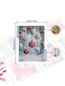 5D DIY 风景钻石画套件，圣诞氛围风景，钻石艺术家居装饰墙马赛克 - 彩色 - 查看 2