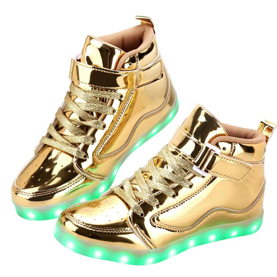 Men Women Light Up Shoes LED Shoes High Top Adult Light Up Sneakers Glow In The Dark Shoes With USB Recharging For Dancing Parties - Vàng - Xem 1