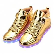 Men Women Light Up Shoes LED Shoes High Top Adult Light Up Sneakers Glow In The Dark Shoes With USB Recharging For Dancing Parties - Vàng - Xem 4