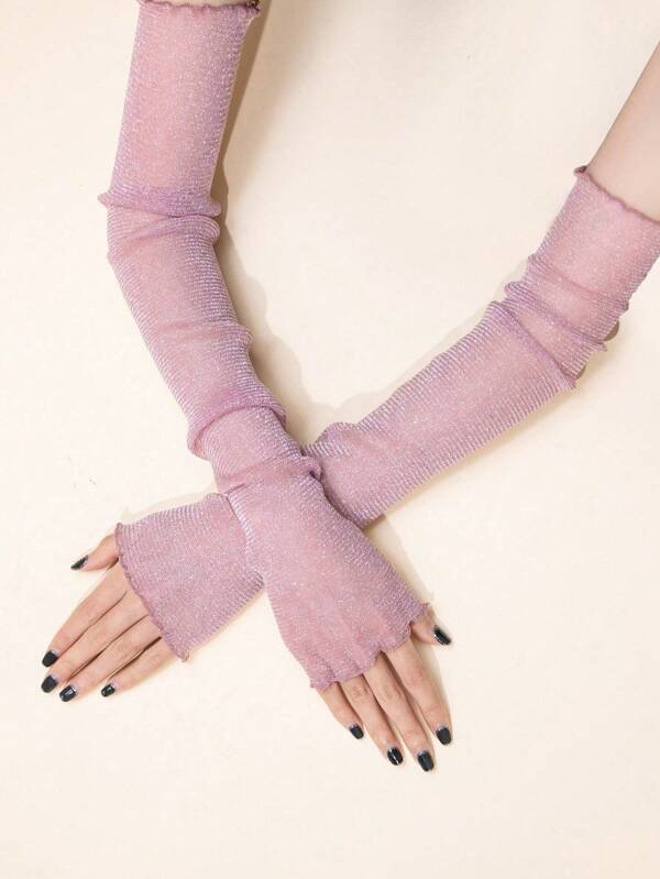 1 Pair Women Shiny Sequins Decorative Long Gloves For Party Dress Valentine's Day Valentines