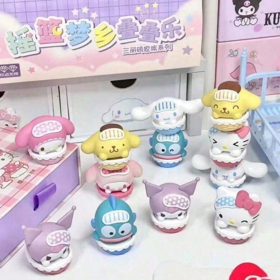 MINISO三丽鸥角色摇篮梦幻岛可堆叠盲盒，新奇有趣的堆叠玩法，适合装饰卧室床头和书桌，生日礼物/节日礼物（1个，随机发货） - 彩色 - 查看 1