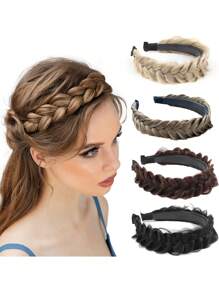 1PC Elegant Bohemian Style Braided Wig Headband, Non-Slip Teeth Design, Hair Accessory For Women,Hairband ,Hair Hoop,Hairband,Hair Hoop Headbands