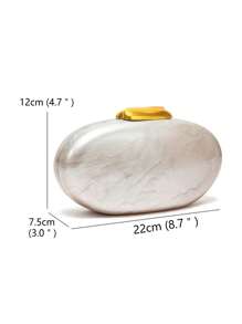 1 pieza Bolso de noche de mujer de acrílico con estampado de mármol blanco de perlas falsas, bolso bandolera con cadena dorada desmontable para bodas, fiestas, vacaciones, regalo perfecto para fiestas, bodas, cenas/banquetes, que combina con vestidos de fiesta, vestidos de noche y vestidos de lentejuelas.