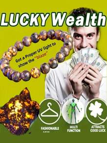 YAUKIA 1 件火焰石手链天然 Yooperlite 手链紫外线反应发光圆珠手链冥想瑜伽 8 毫米 10 毫米 - 彩色 - 查看 6